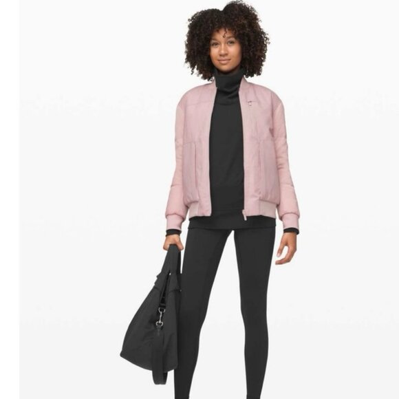 Lululemon Athletica Roam Far Wool Bomber Jacket Porcelain Pink Women’s Size 4 - Picture 1 of 12